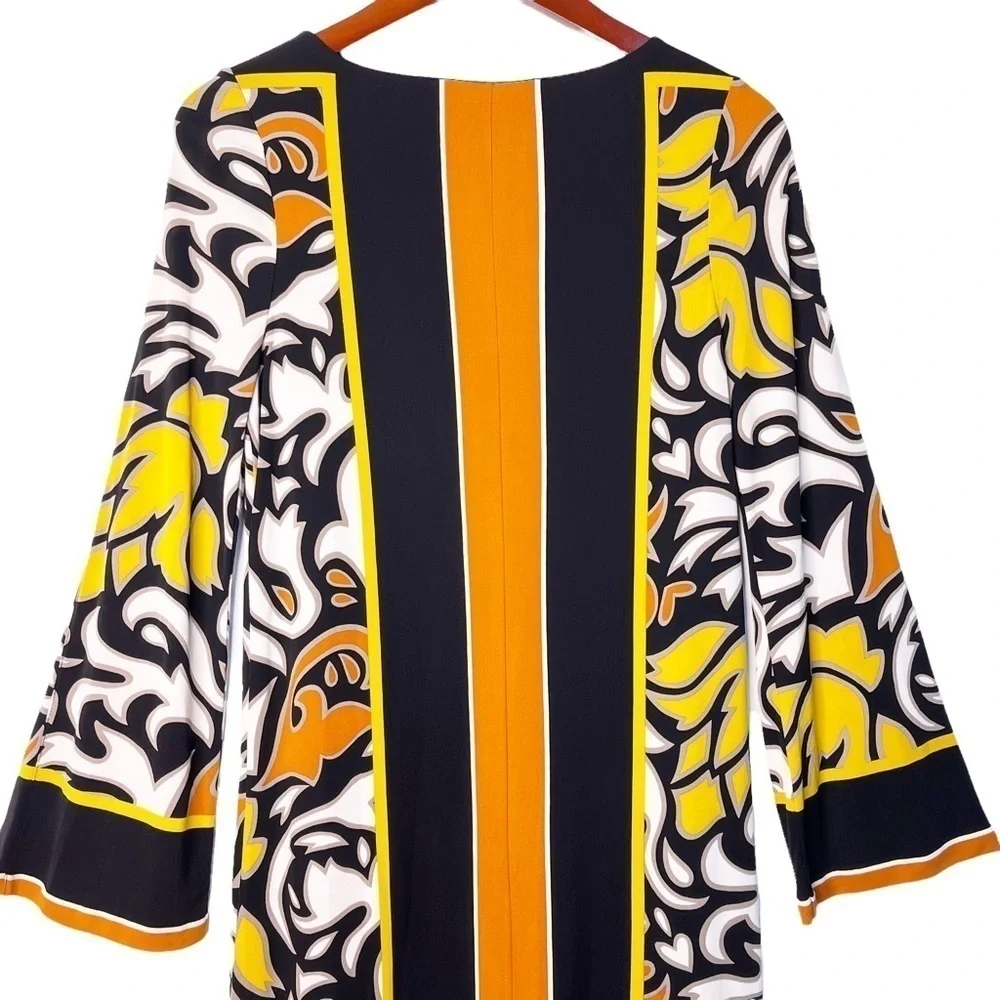 NICOLE MILLER Long Sleeve Sheath Dress Size 8 in Vibrant Multi Print